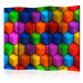 Room Separator Colorful Geometric Fields II (5-piece) - abstraction in cubes 133291