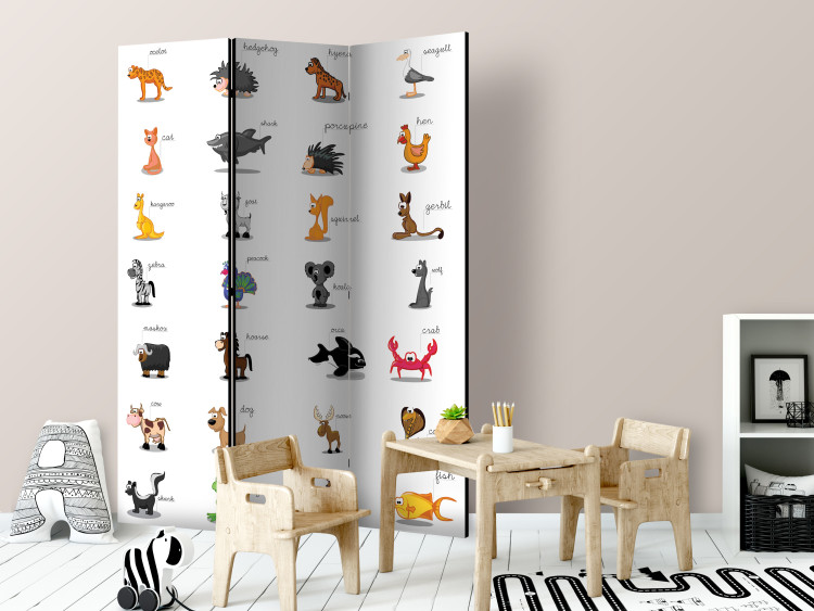 Folding Screen Learning by Playing (Animals) (3-piece) - English inscriptions 133391 additionalImage 4