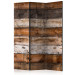 Room Divider Screen Song of Time (3-piece) - simple composition in brown wooden background 133491