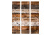 Room Divider Screen Song of Time (3-piece) - simple composition in brown wooden background 133491 additionalThumb 3