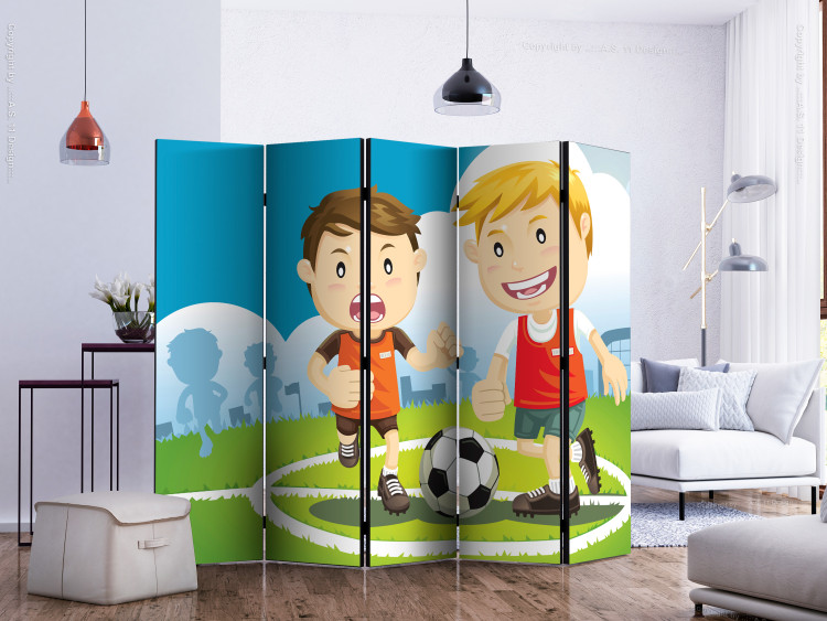 Folding Screen Soccer Field II - sports figures playing soccer on the field 133691 additionalImage 2