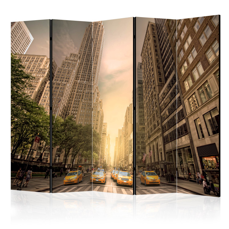 Folding Screen In the Shadow of Skyscrapers II - yellow taxis and city architecture of New York 133791