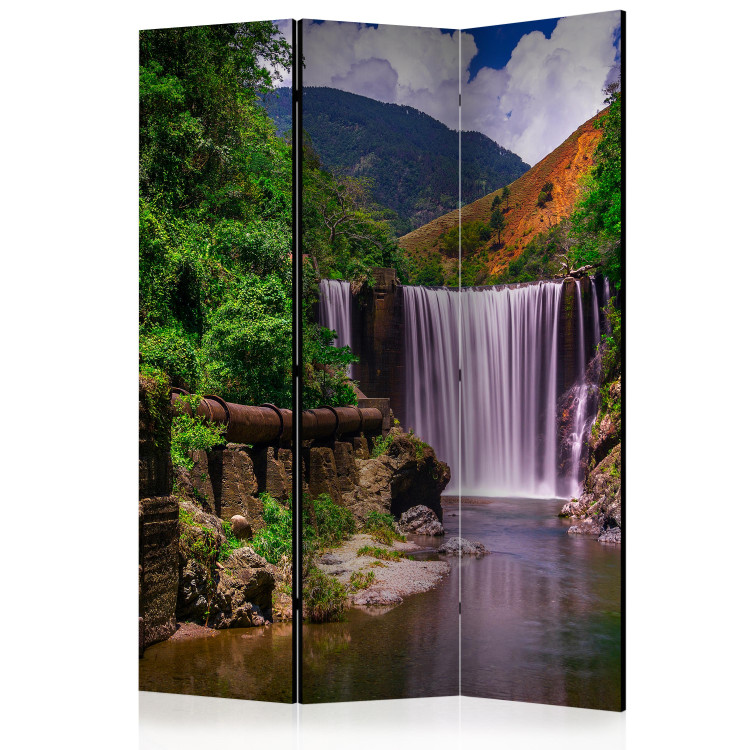 Room Separator Reggae Falls - summer landscape of a large waterfall against mountains and forest 134091