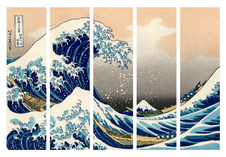 Folding Screen The Great Wave off Kanagawa II (5-piece) - sea in an oriental style 134291 additionalImage 7