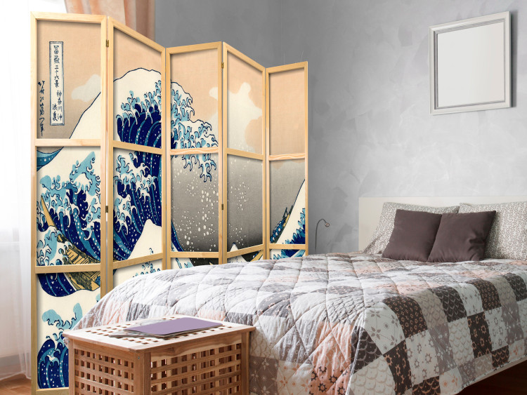 Folding Screen The Great Wave off Kanagawa II (5-piece) - sea in an oriental style 134291 additionalImage 8