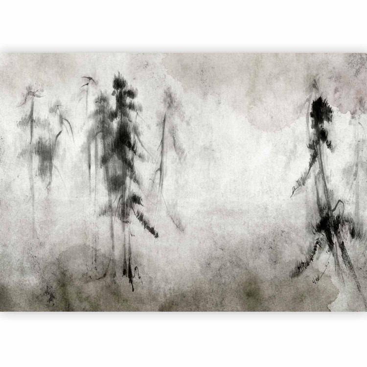 Photo Wallpaper Abstraction - motif of painted black trees on a stained sheet of paper 134591 additionalImage 5