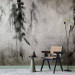 Photo Wallpaper Abstraction - motif of painted black trees on a stained sheet of paper 134591