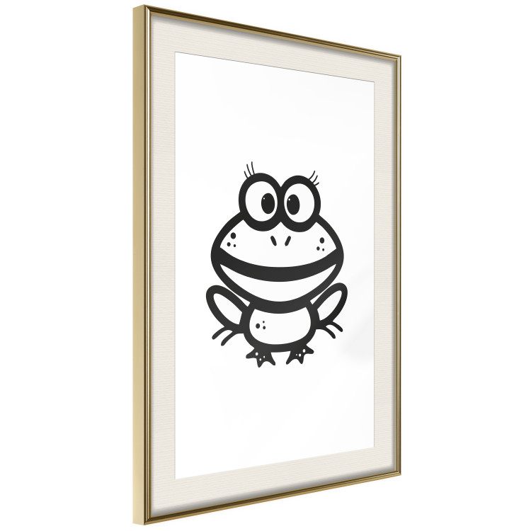 Poster Happy Frog - black cute animal on a solid white background 135191 additionalImage 27