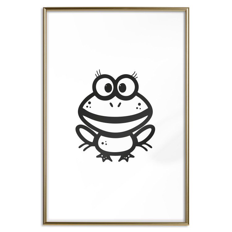 Poster Happy Frog - black cute animal on a solid white background 135191 additionalImage 9