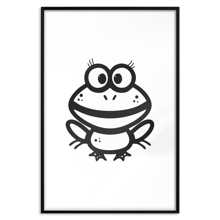 Poster Happy Frog - black cute animal on a solid white background 135191 additionalImage 13
