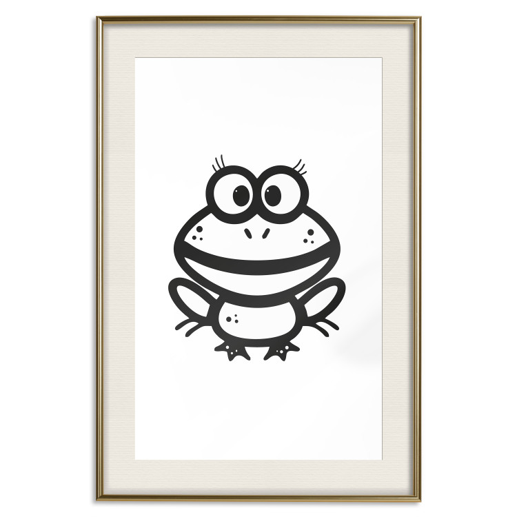 Poster Happy Frog - black cute animal on a solid white background 135191 additionalImage 11