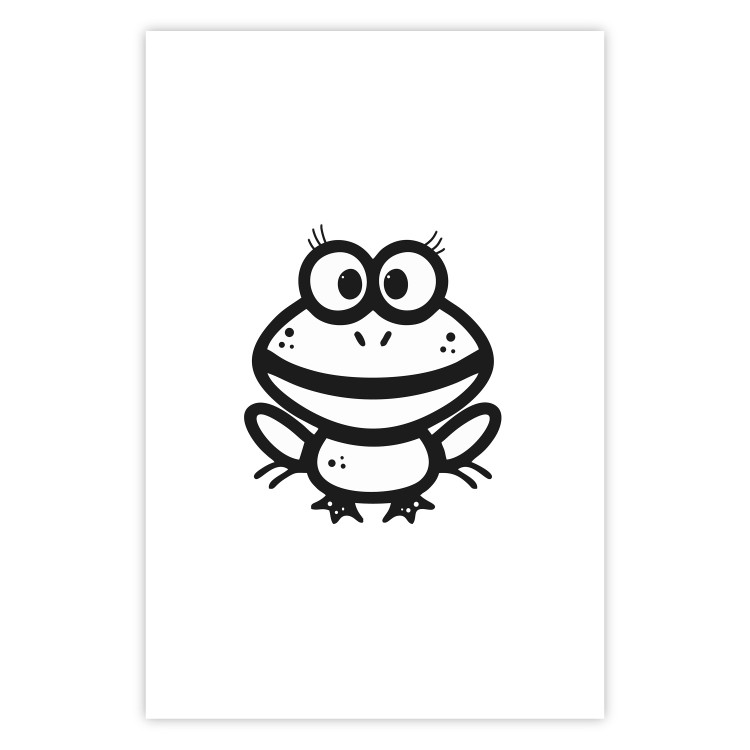 Poster Happy Frog - black cute animal on a solid white background 135191 additionalImage 15