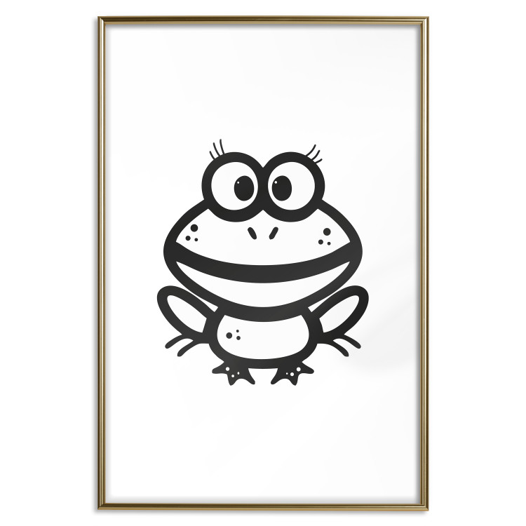 Poster Happy Frog - black cute animal on a solid white background 135191 additionalImage 11