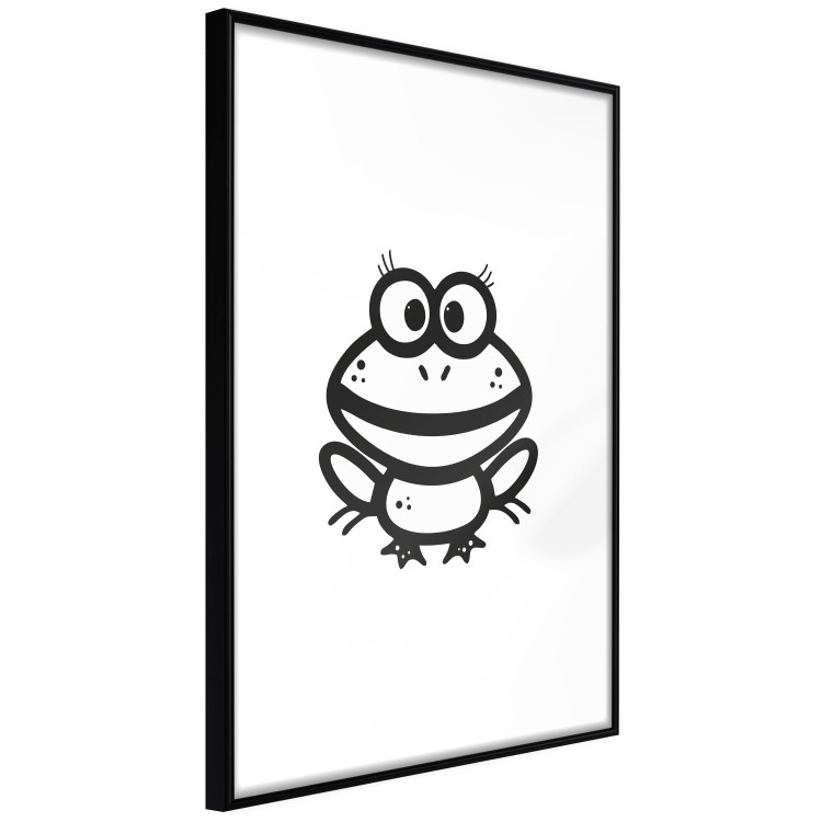 Poster Happy Frog - black cute animal on a solid white background 135191 additionalImage 4