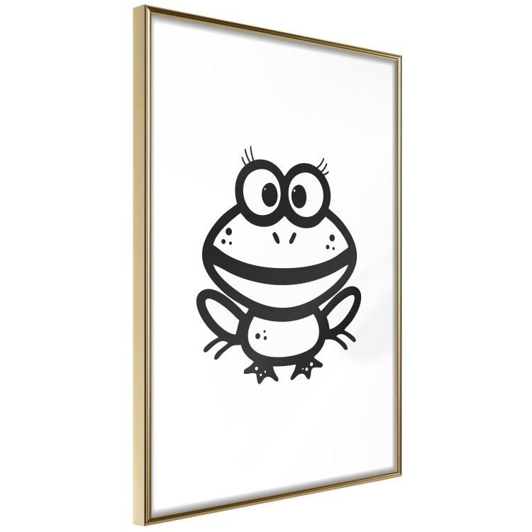 Poster Happy Frog - black cute animal on a solid white background 135191 additionalImage 4