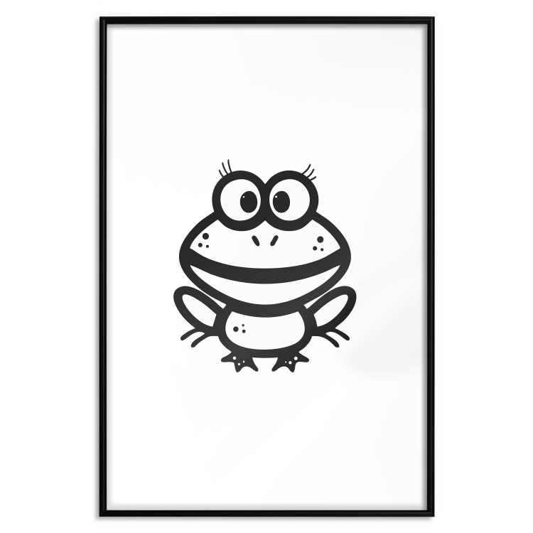 Poster Happy Frog - black cute animal on a solid white background 135191 additionalImage 13