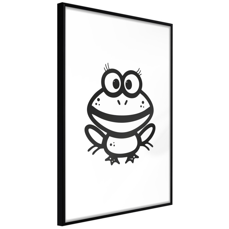 Poster Happy Frog - black cute animal on a solid white background 135191 additionalImage 5