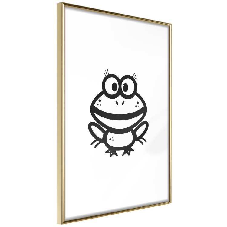 Poster Happy Frog - black cute animal on a solid white background 135191 additionalImage 2