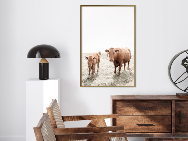 Poster Mother and Calf - domestic animals against a rural landscape 137691 additionalImage 17