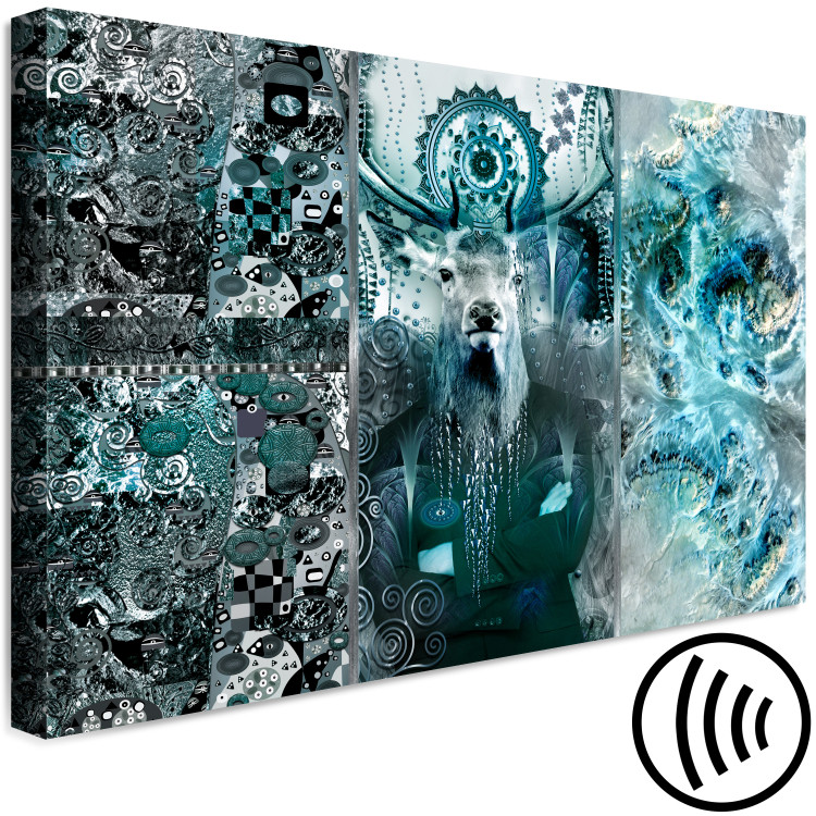 Canvas Print Turquoise Impression (1-piece) Wide - abstraction with a deer in the background 138291 additionalImage 6