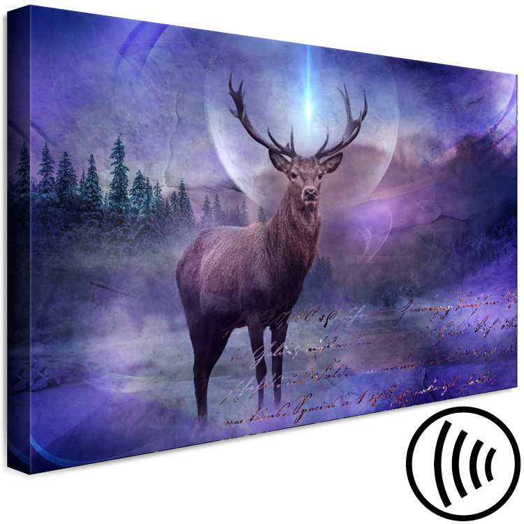 Canvas Print Good Spirit (1-piece) wide - deer and inscriptions on violet background 138591 additionalImage 6