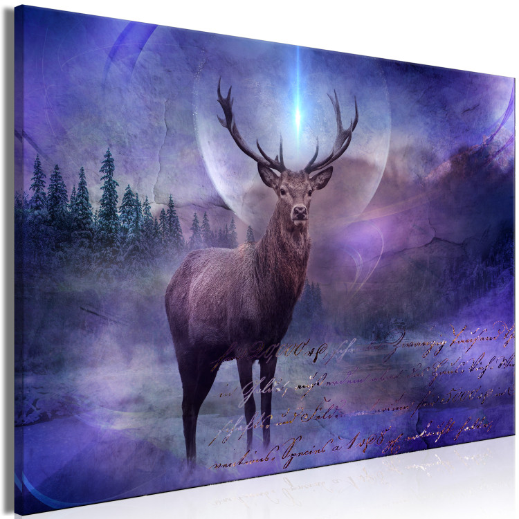 Canvas Print Good Spirit (1-piece) wide - deer and inscriptions on violet background 138591 additionalImage 2