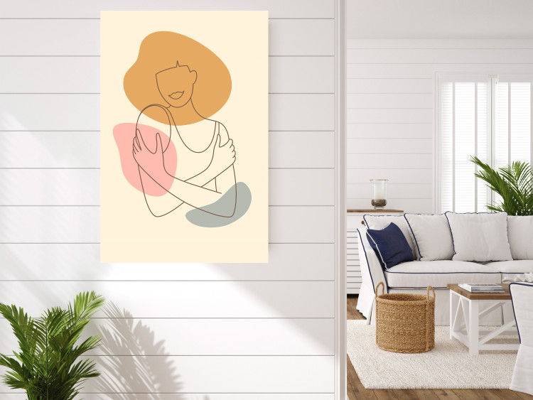 Poster Embrace Yourself - line art of a woman on a colorful abstract background 138891 additionalImage 17