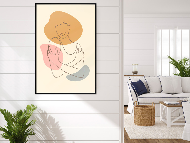 Poster Embrace Yourself - line art of a woman on a colorful abstract background 138891 additionalImage 14