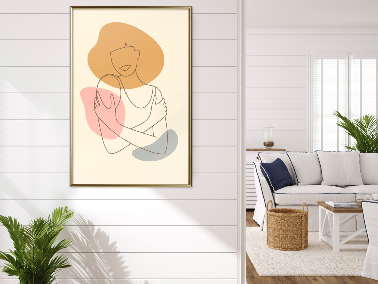 Poster Embrace Yourself - line art of a woman on a colorful abstract background 138891 additionalImage 16