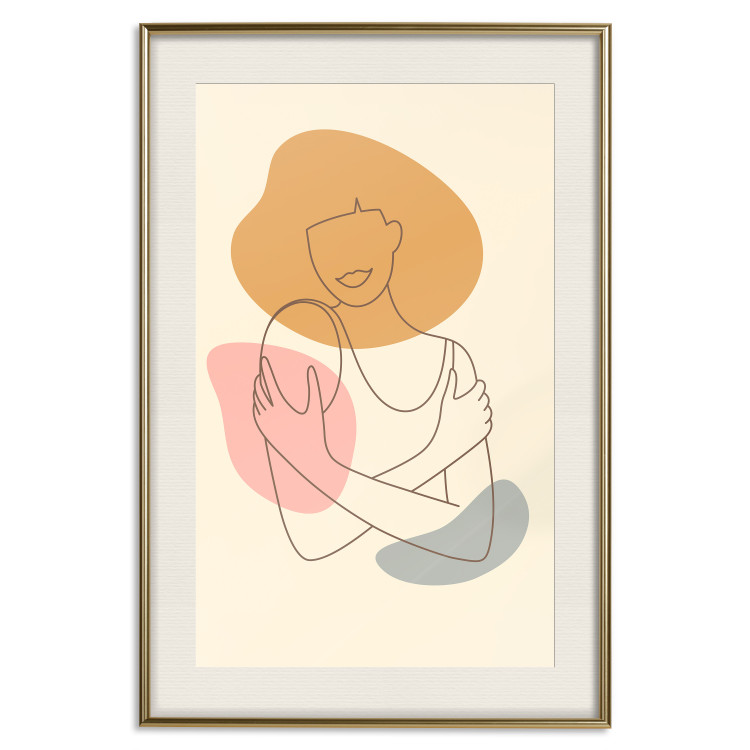 Poster Embrace Yourself - line art of a woman on a colorful abstract background 138891 additionalImage 3