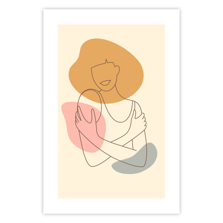Poster Embrace Yourself - line art of a woman on a colorful abstract background 138891 additionalImage 13