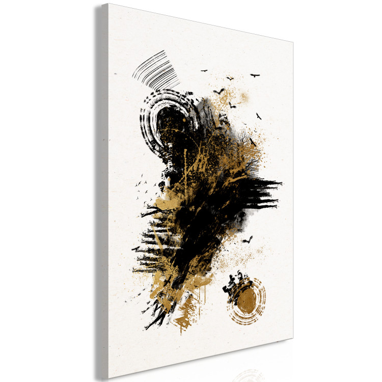 Canvas Winter Birds Key - Black and White Graphics With a Tree in the Background 145491 additionalImage 2