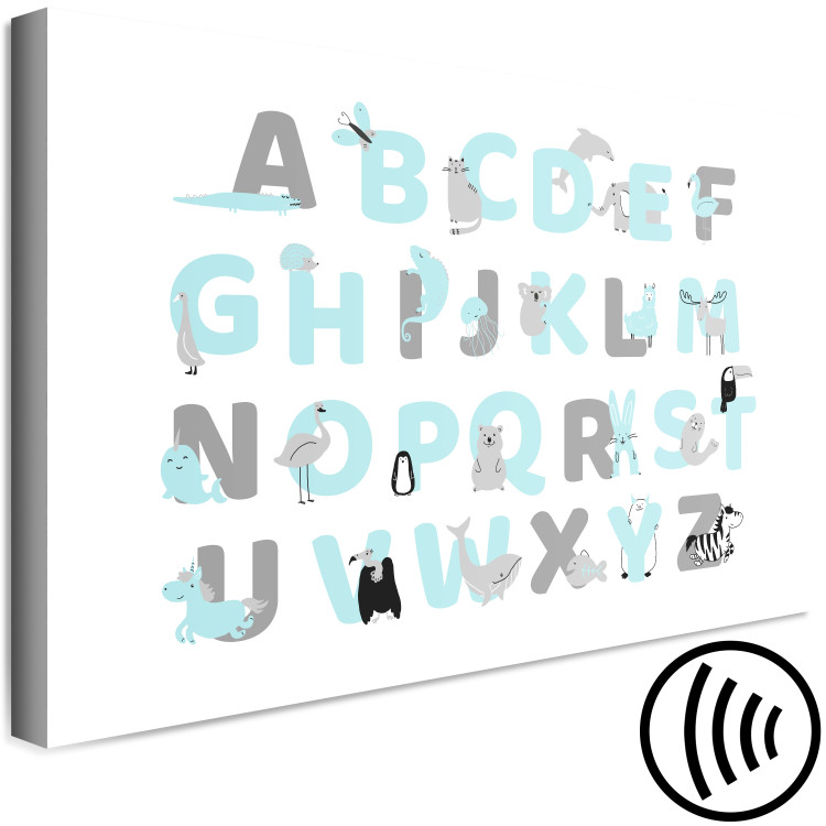 Canvas Print English Alphabet for Children - Blue and Gray Letters with Animals 146491 additionalImage 6