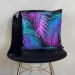 Decorative Microfiber Pillow Neon palm trees - floral motif in shades of turquoise and purple cushions 146891 additionalThumb 5