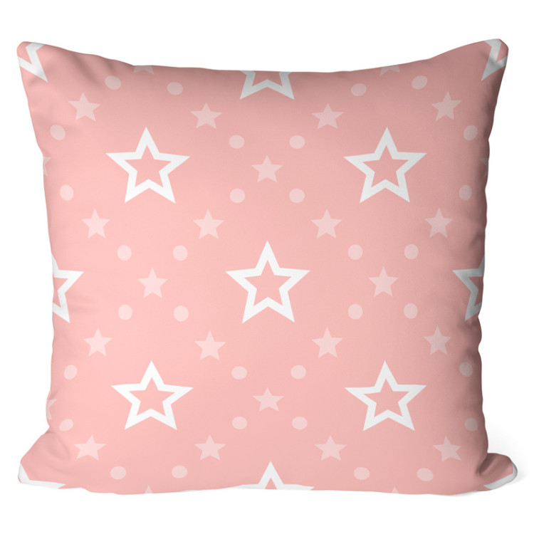 Decorative Microfiber Pillow Elegant stars - geometric motif in shades of white and pink cushions 146991