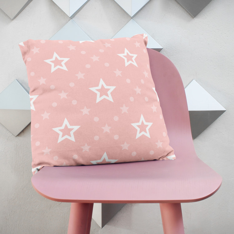 Decorative Microfiber Pillow Elegant stars - geometric motif in shades of white and pink cushions 146991 additionalImage 3