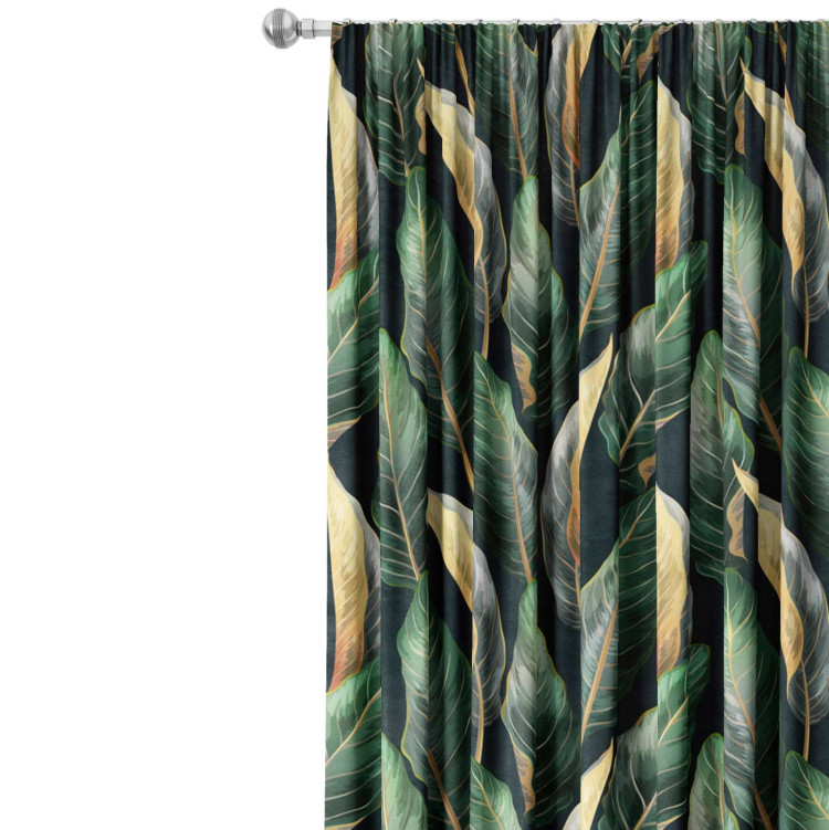 Decorative Curtain Gold-green leaves - a floral pattern 147291 additionalImage 7