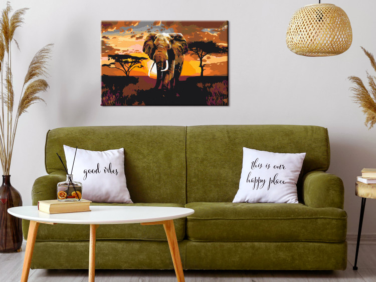 Paint by Number Kit Elephant Trek - African Landscape at Sunset 149791 additionalImage 2