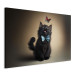 Canvas Print AI Cat - Animal in a Bow Tie Watching a Colorful Butterfly - Horizontal 150191 additionalThumb 2