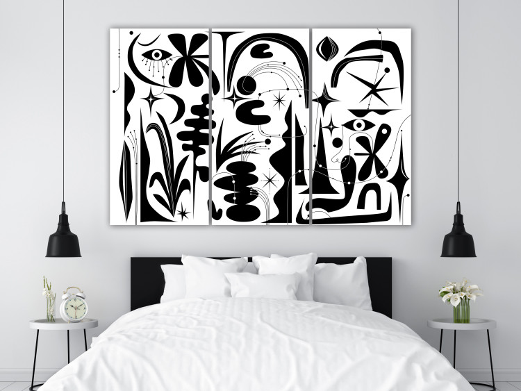 Canvas Art Print Abstract Composition - Black Geometric Shapes on a White Background 150391 additionalImage 3