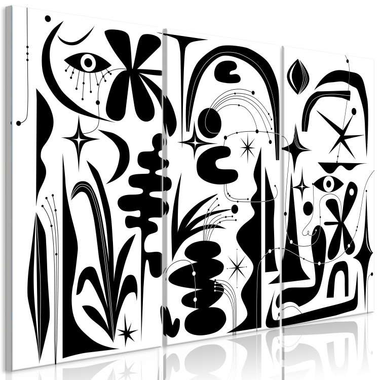 Canvas Art Print Abstract Composition - Black Geometric Shapes on a White Background 150391 additionalImage 2