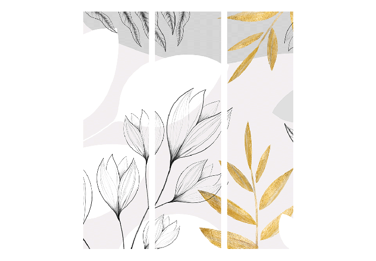 Folding Screen Spring Abstraction - Leaves and Flowers With Gold Elements [Room Dividers] 150991 additionalImage 7