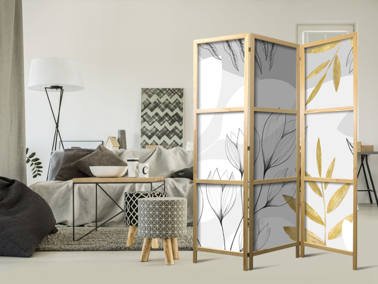 Folding Screen Spring Abstraction - Leaves and Flowers With Gold Elements [Room Dividers] 150991 additionalImage 8