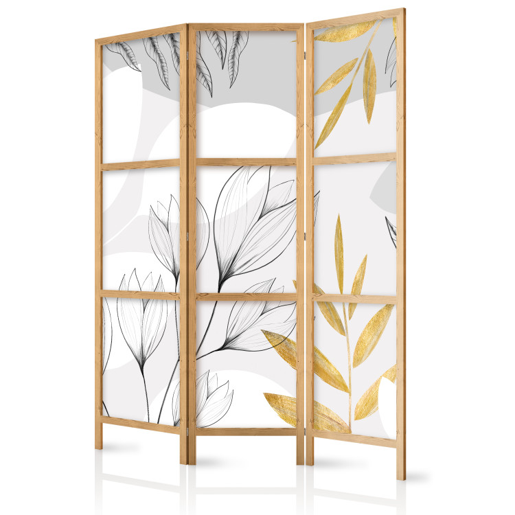 Folding Screen Spring Abstraction - Leaves and Flowers With Gold Elements [Room Dividers] 150991 additionalImage 5