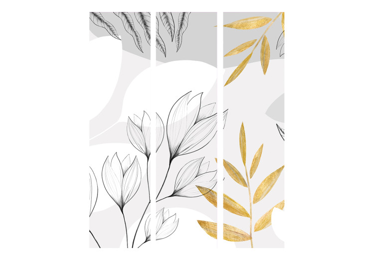 Folding Screen Spring Abstraction - Leaves and Flowers With Gold Elements [Room Dividers] 150991 additionalImage 3