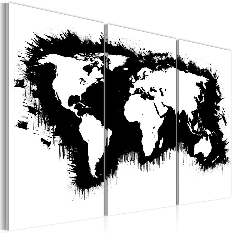Canvas Print Monochromatic map of the World - triptych 55291 additionalImage 2