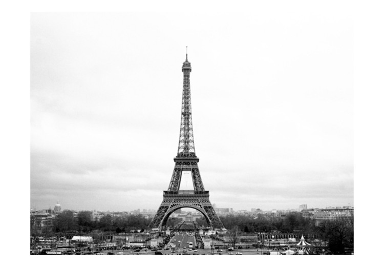 Photo Wallpaper Urban Architecture of Paris - Black and White Eiffel Tower in Retro Style 59891 additionalImage 1