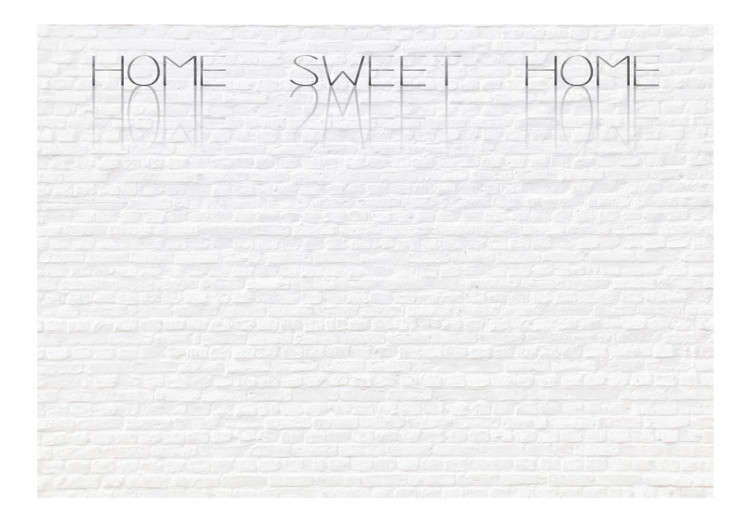 Wall Mural Home Sweet Home - Beige Text on White Brick with Shadow and Reflection 60891 additionalImage 1