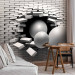 Photo Wallpaper Hole in the Wall - Broken white brick wall with a hole and gray spheres 61791 additionalThumb 4