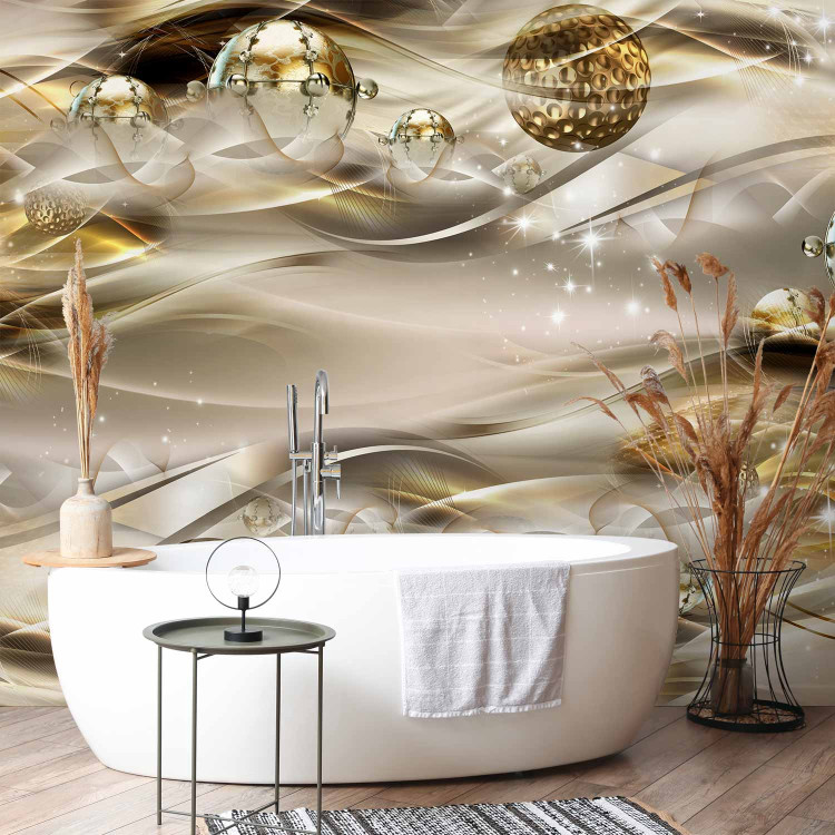 Wall Mural Golden nebula - abstract in golden tones with waves and ornaments 90191 additionalImage 8